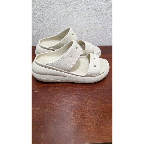 Crocs Women's Ivory Double-Strap Slide Wedge Sandals Size 7 Lightweight - Picture 3 of 11